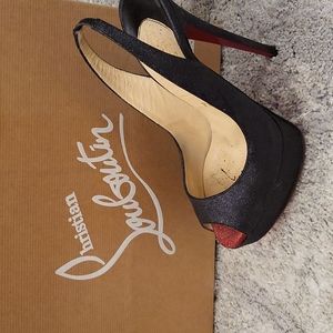Christian Louboutin glitter peep toes